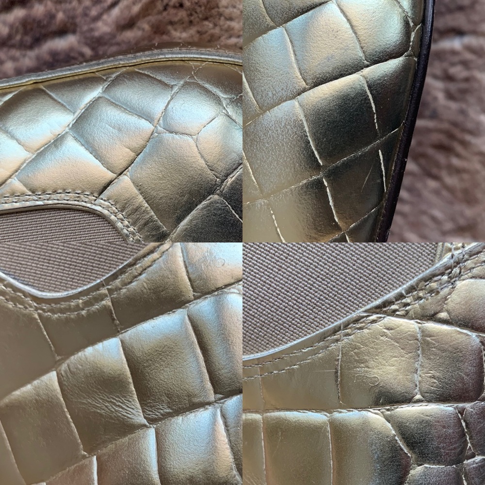 Max Mara Salice Ankle Boots Gold Croc - Picture 1 of 10